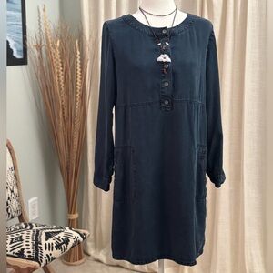 J.Jill Blue Tencel Shirtdress with Pockets Casual Boho Beach Size M